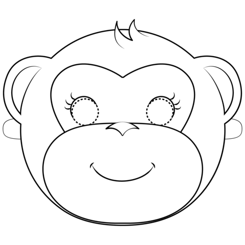 Monkey Mask Coloring Page